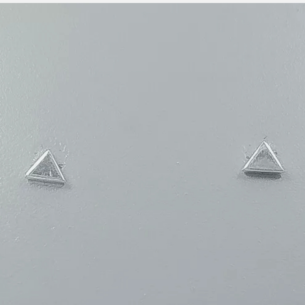 .925 Sterling Silver Solid Triangle Stud Earrings - image 2